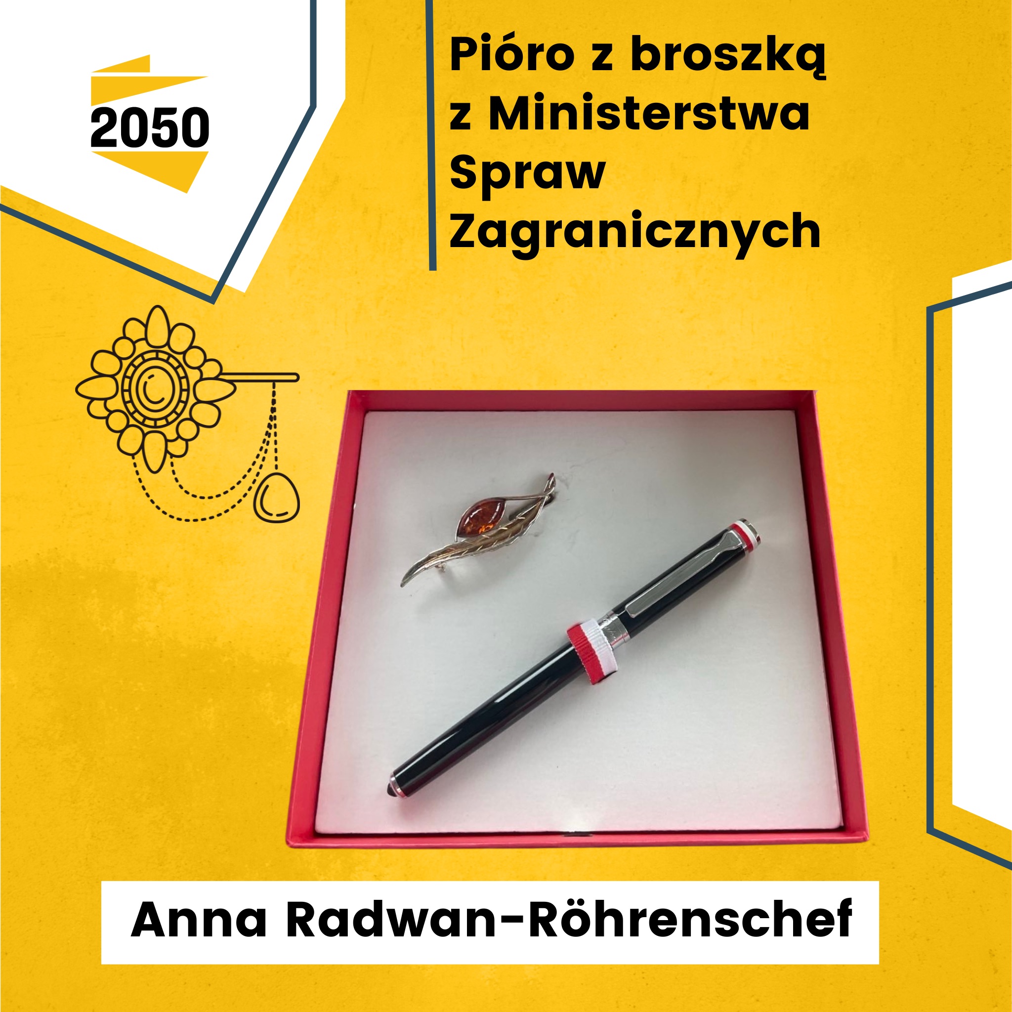 <strong><strong>Pióro z broszką z Ministerstwa Spraw Zagranicznych</strong></strong>